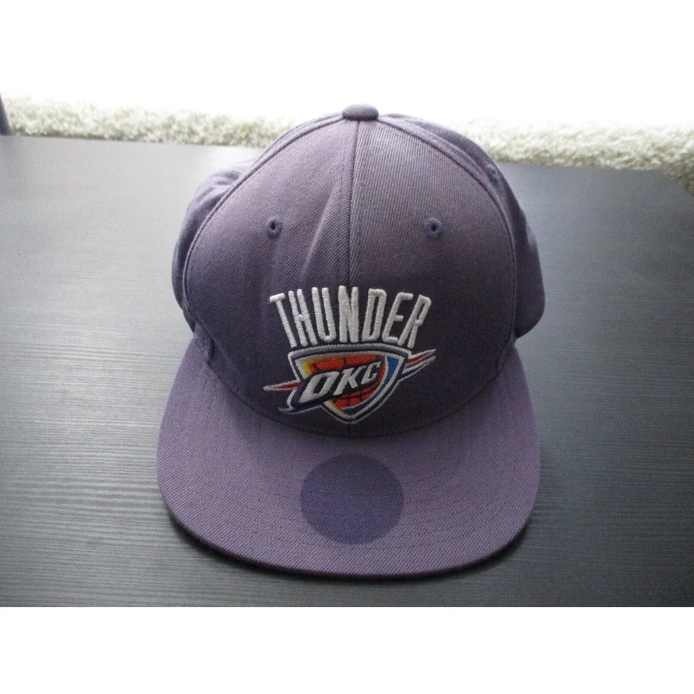 Oklahoma City Thunder Hat Cap Mens Snap Back Purple NBA Basketball Mitchell Ness